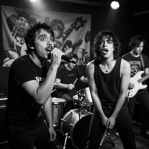 Dynamic Black and White Rock Band Performance