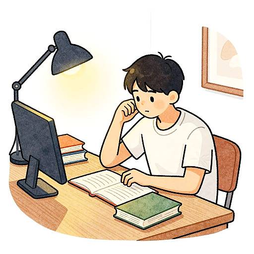 Student Studying with Warm Ambiance