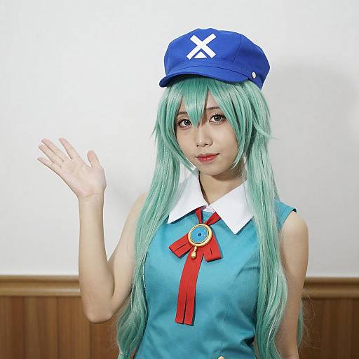 Asian Woman Cosplay with Mint Hair