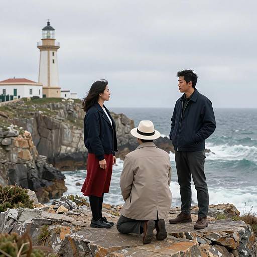 Coastal Scene with Lighthouse and Friends