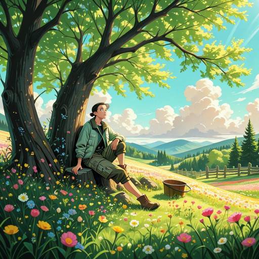 Adventurous Young Man in a Meadow Adventurous Young Man in a Meadow