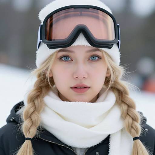 Realistic Girl in Winter Ski Outfit