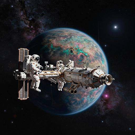 Iridescent Epic Space Station EVA Wideshot