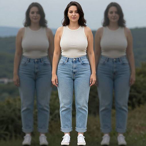 Curvy Woman in Casual Nature Scene