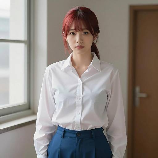 Confident Asian Woman in Casual Office Attire