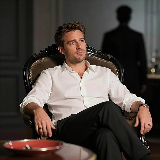 Relaxed Man in Ornate Chair Photo