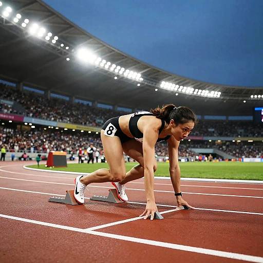 Intense Female Sprinter Starting Race