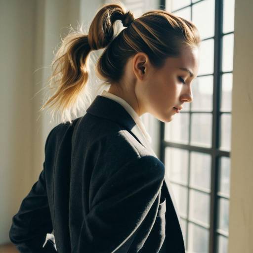 Woman with Twisted Ponytail and Structured Blazer Woman with Twisted Ponytail and Structured Blazer