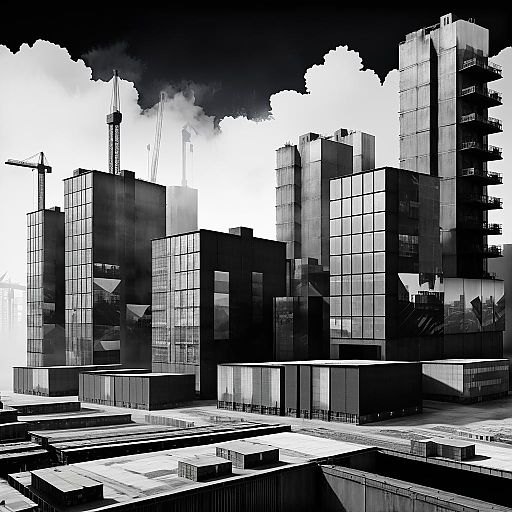 Brutalist Industrial Collage in Black and White Brutalist Industrial Collage in Black and White