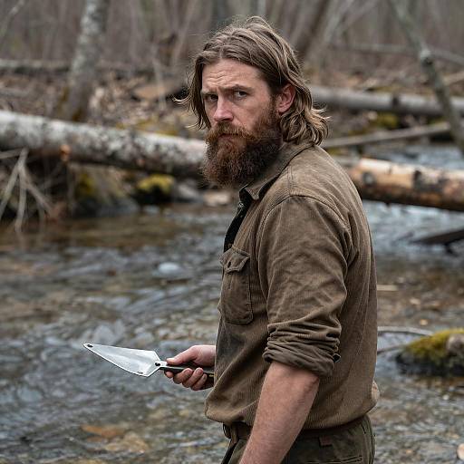 Bearded Man by Forest Stream