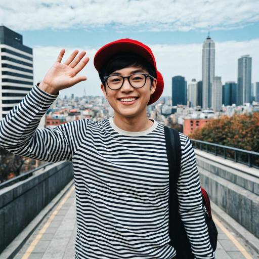 Young Man Waving in New York City