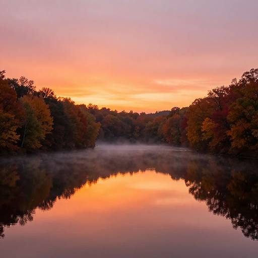 Oval Lake Sunset with Autumn Trees
