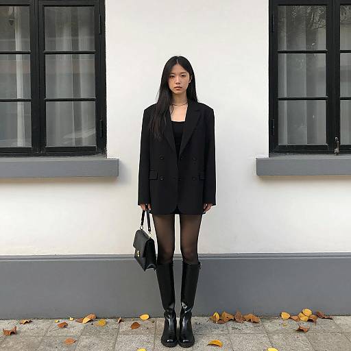 Chic Woman Against Fall Background