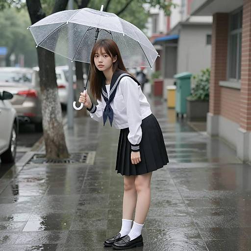 Young Asian Woman in the Rain