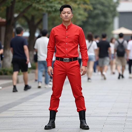 Man in Red Shirt Street Costume