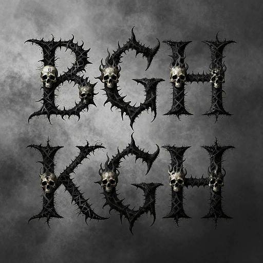 Black Metal Band Font with Runes and Skulls
