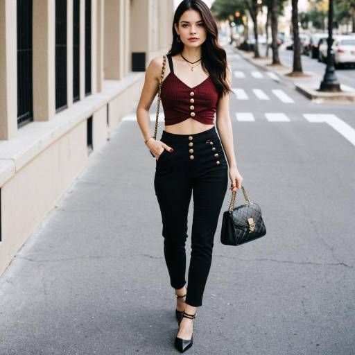 Chic Burgundy and Black Outfit Ensemble