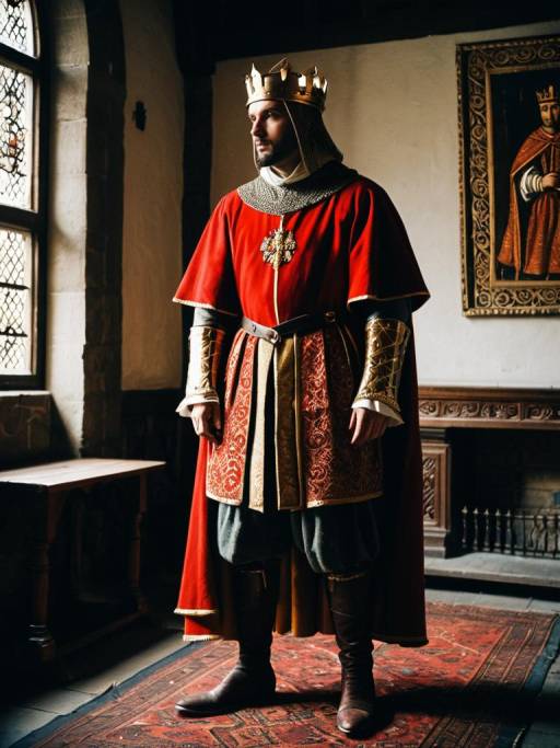 Elegant Medieval Man in Red and Gold