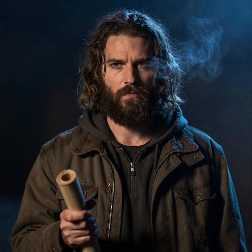 Mysterious Bearded Man in Blue Light