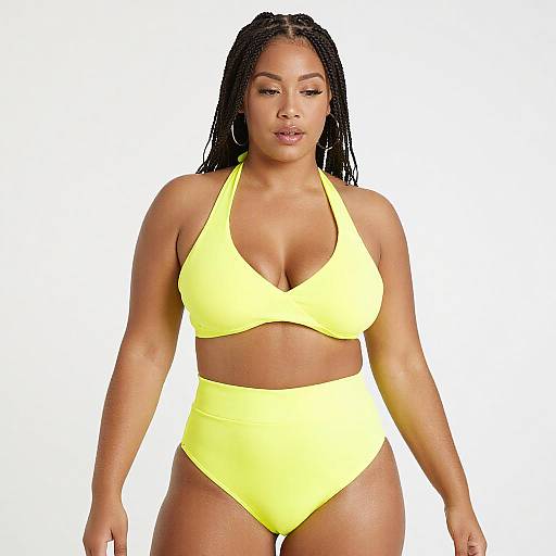 Curvy Woman in Neon Yellow Bikini