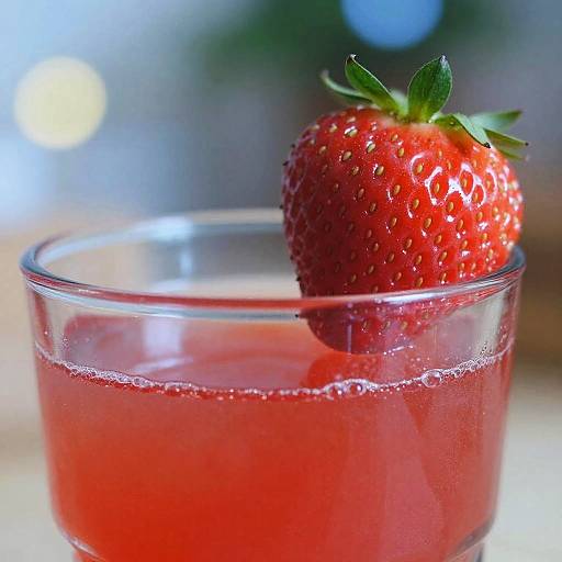 Vibrant Strawberry in Red Drink