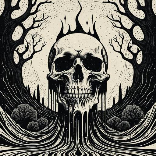 Melting Skull with Occult Forest