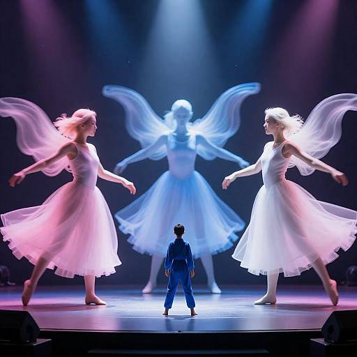 Ethereal Futuristic Dance with Winged Dancers