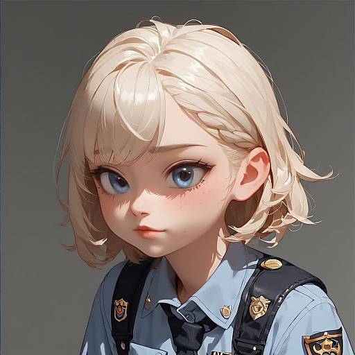 Anime Child in Police Uniform