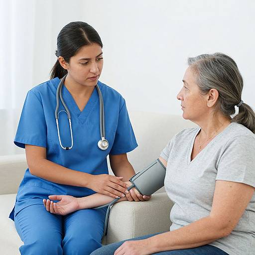Hispanic Nurse Measuring Blood Pressure