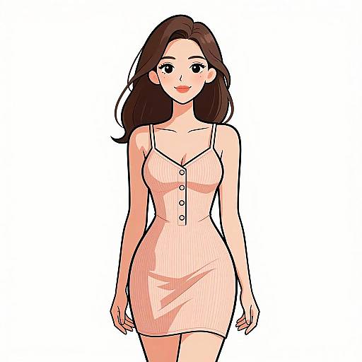 Smiling Woman in Peach Slip Dress