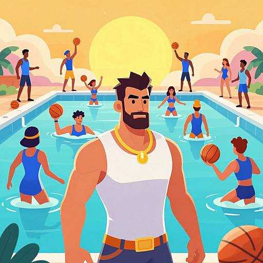 Vibrant Fortnite-Style Pool Party