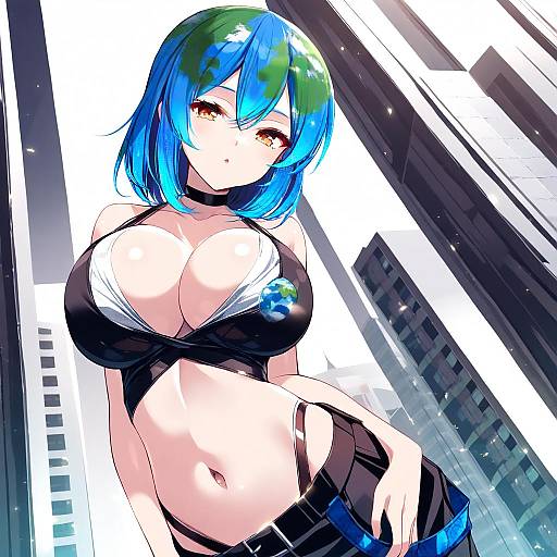 Illustration of Earth-chan, original in the style of Teruui
