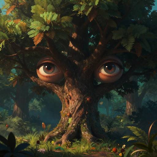 Surreal Tree with Human Eyes
