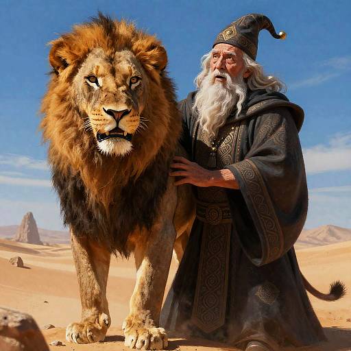Brave Lion with Wise Wizard