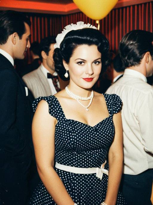 Candid Portrait of Woman in Retro Dress