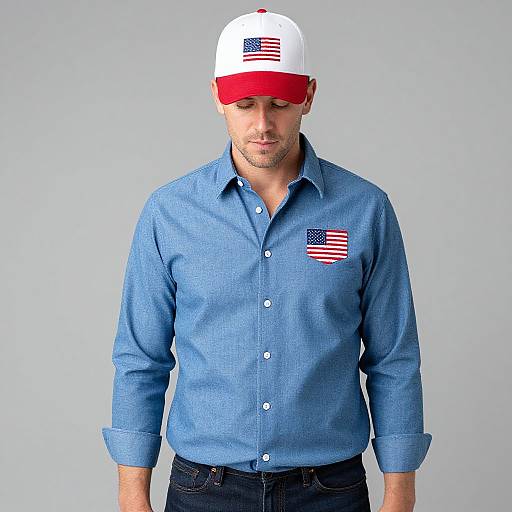 Man in USA Shirt and Cap