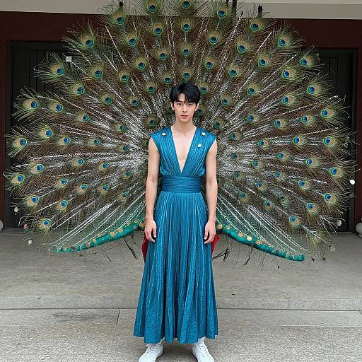 Realistic Peacock Dress Male Portrait