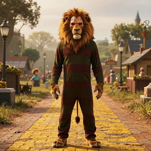 Freddy Krueger as Cowardly Lion on Yellow Brick Road