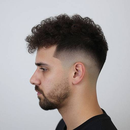Stylish High-Top Fade with Curly Hair