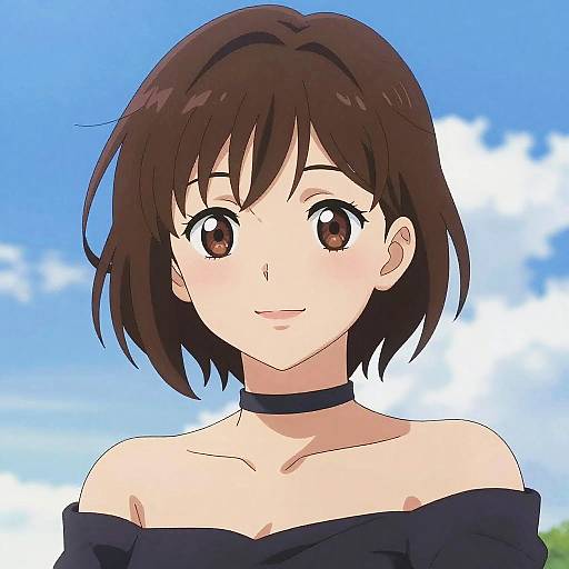 Warm Anime Portrait of Smiling Woman