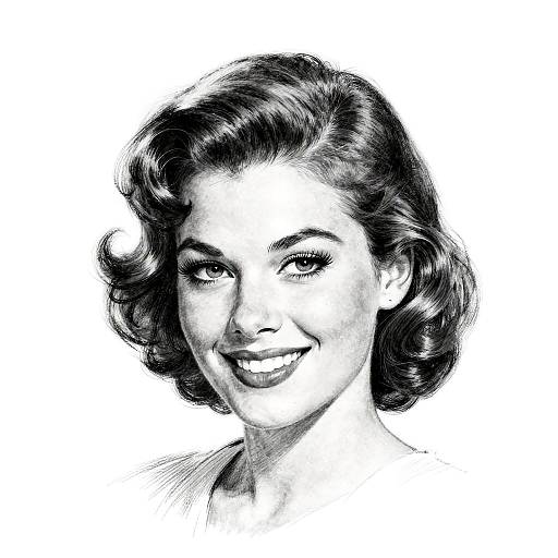 Vintage Pencil Portrait of Smiling Woman