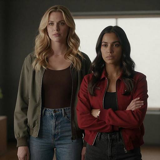 Backlit Women in Dimly Lit Room