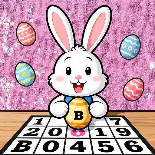 Happy Easter Bunny Playing Bingo