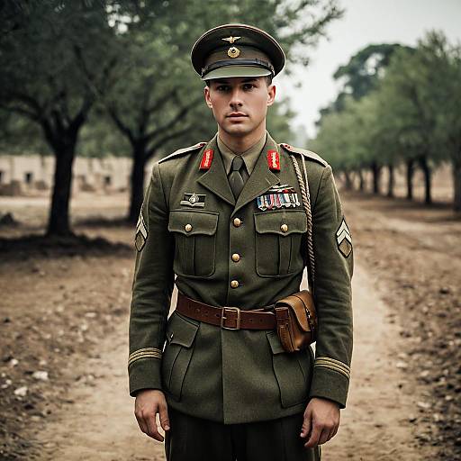 Young Male Soldier in WWII-Style Uniform
