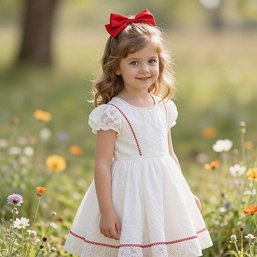 Elegant Girl in Sunny Flower Meadow