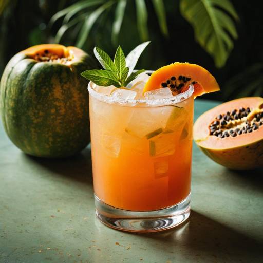 Tropical Papaya Ginger Mule Cocktail Art