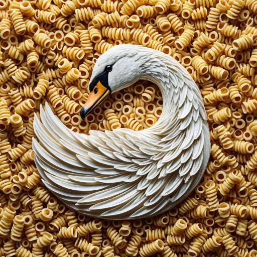 Swan Sculpture Made of Cavatappi Pasta