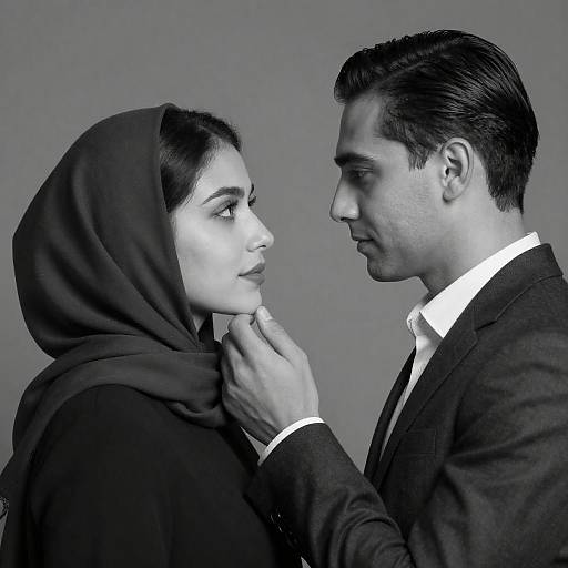 Vintage Black-and-White Intimate Couple Portrait