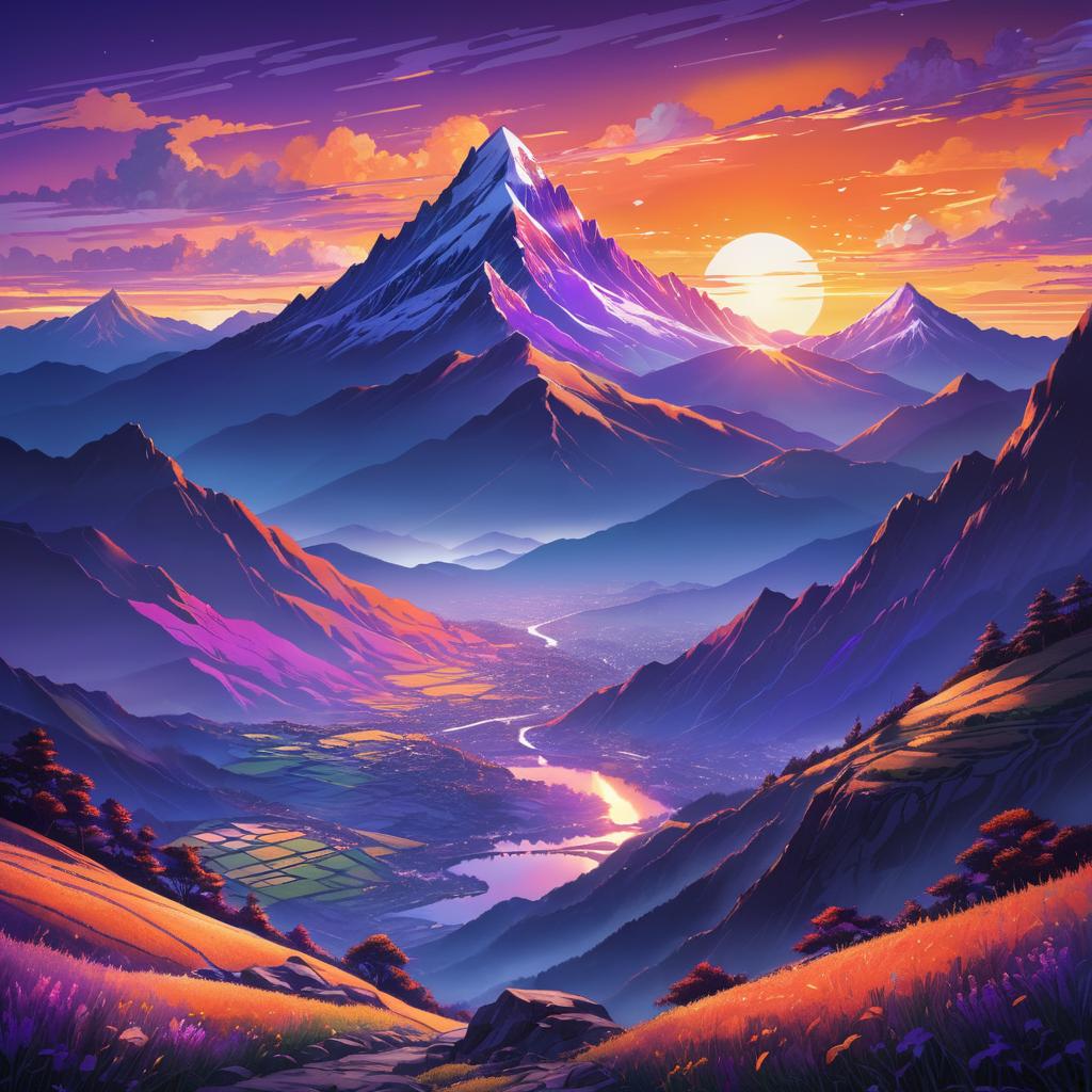 Vibrant Sunset Over Majestic Mountains