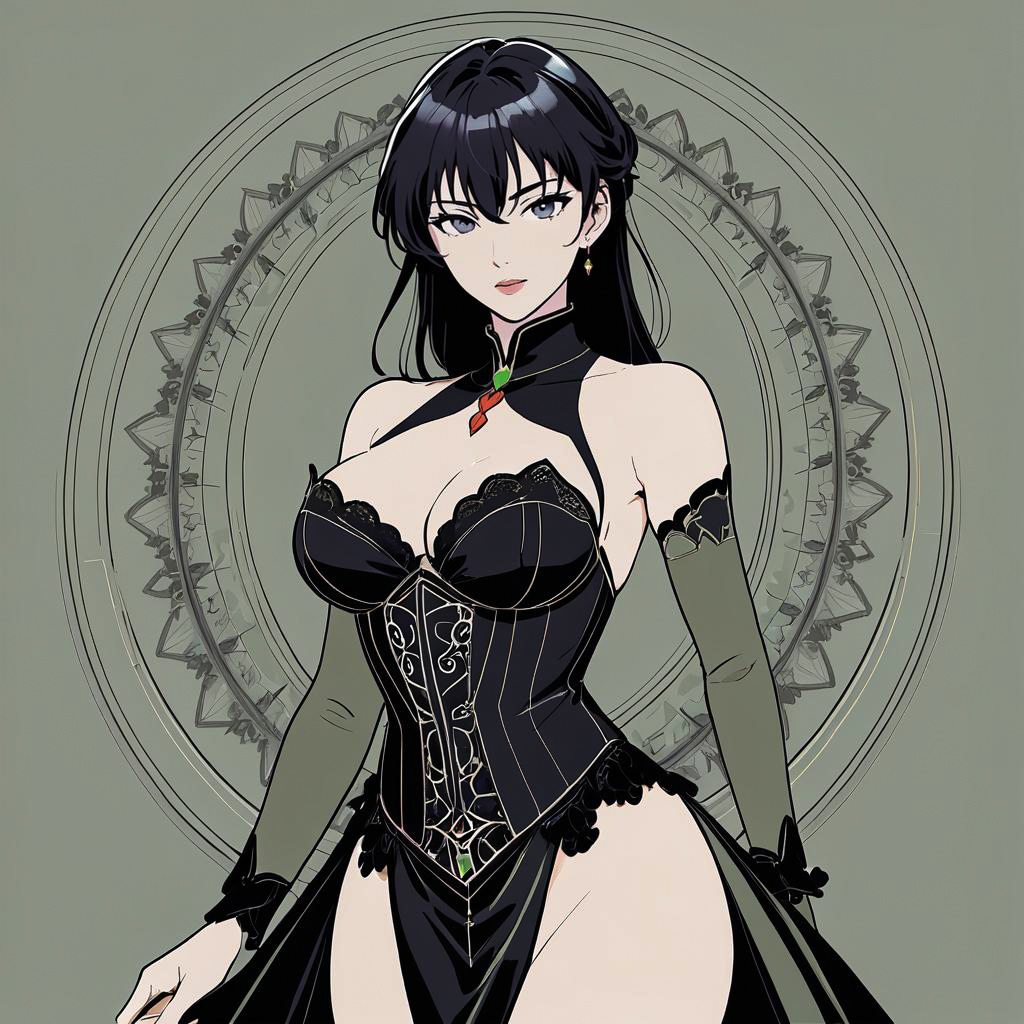 Elegant Smirking Noblewoman in Anime Style